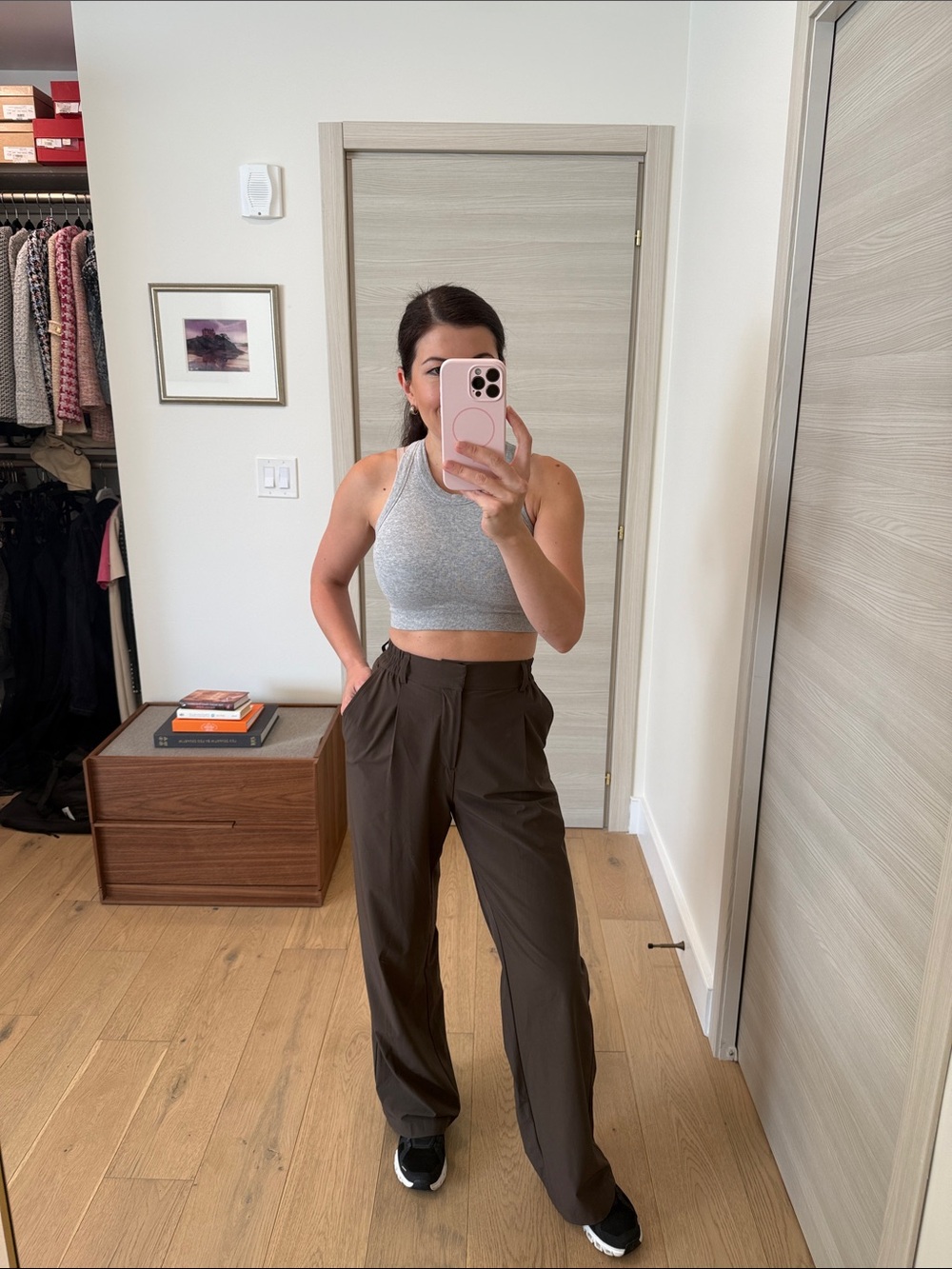 Alo Yoga High-Waist Wide Leg Trouser Pants – Brown